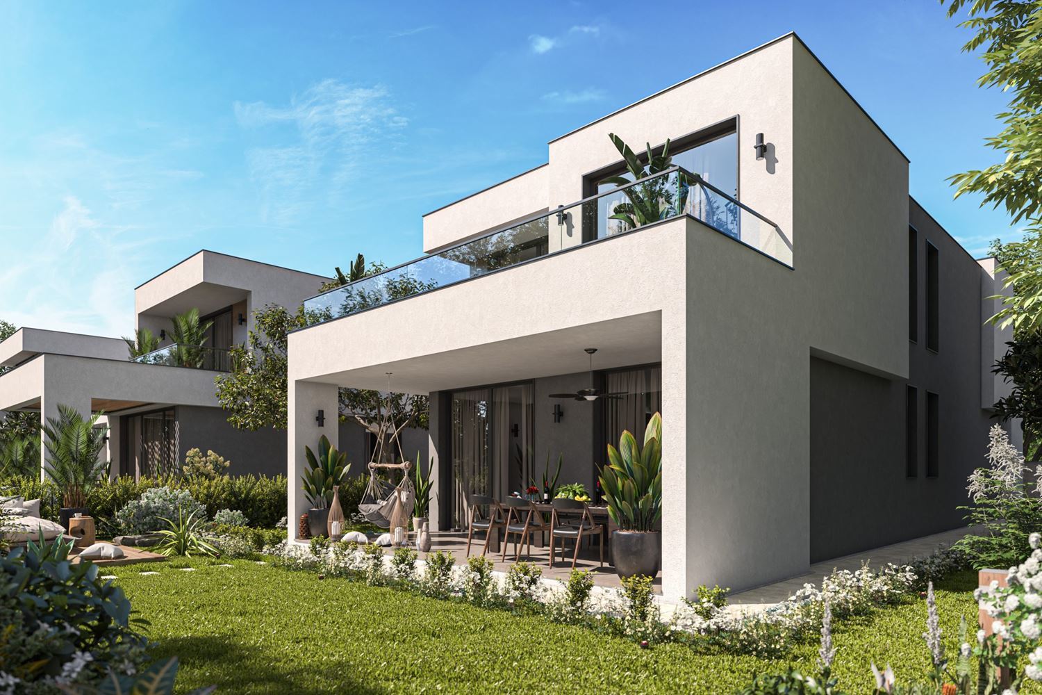 Исключительный двухэтажный дом с тремя спальнями и просторным двором в элитном охраняемом комплексе между Сарафово и Поморие